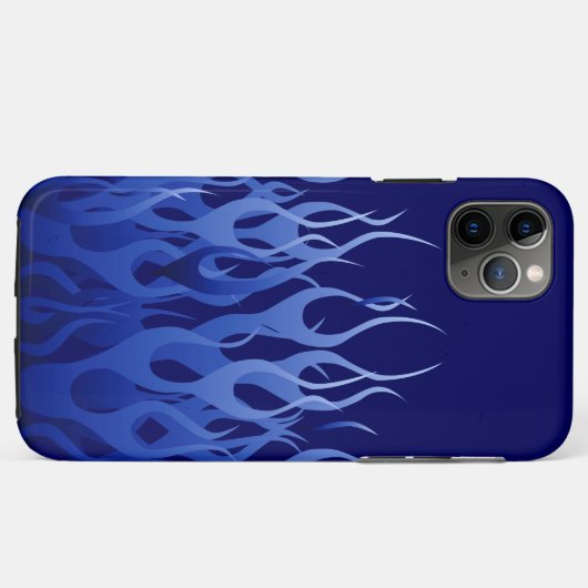 Cool Blue Racing Flames Pin Stripes Case-Mate iPhone Case (Achterkant (horizontaal))