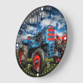 Cool Blue Red Antiek Tractor-cadeaus voor landbouw Grote Klok (Hoek)