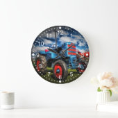 Cool Blue Red Antiek Tractor-cadeaus voor landbouw Grote Klok (Huis)