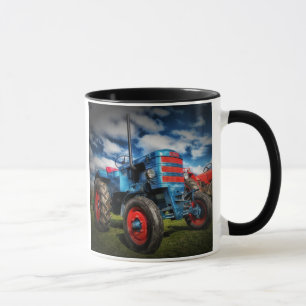 Cool Blue Red Antiek Tractor-cadeaus voor landbouw Mok