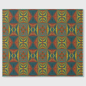 Cool Blue Red Yellow Retro Geometrische etnische s Cadeaupapier (Vlak)