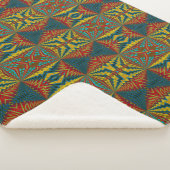 Cool Blue Red Yellow Retro Geometrische etnische s Sherpa Deken (3/4)