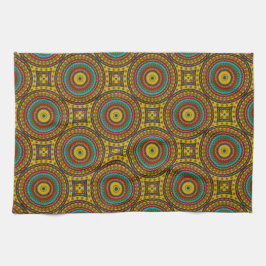 Cool Blue Red Yellow Retro Geometrische etnische s Theedoek