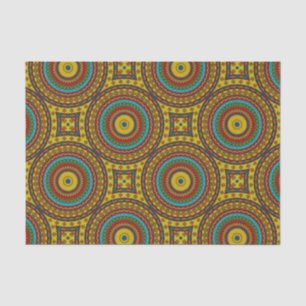 Cool Blue Red Yellow Retro Geometrische etnische s Tissuepapier