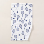 Cool Blue Retro Racquets Pattern Tennis Player Bad Handdoek (Handdoek)