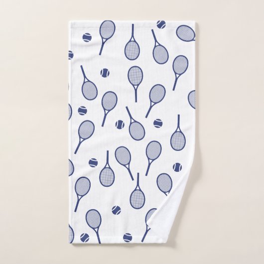 Cool Blue Retro Racquets Pattern Tennis Player Bad Handdoek (Handdoek)