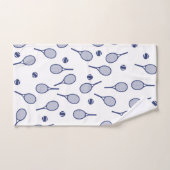 Cool Blue Retro Racquets Pattern Tennis Player Bad Handdoek (Handdoek)