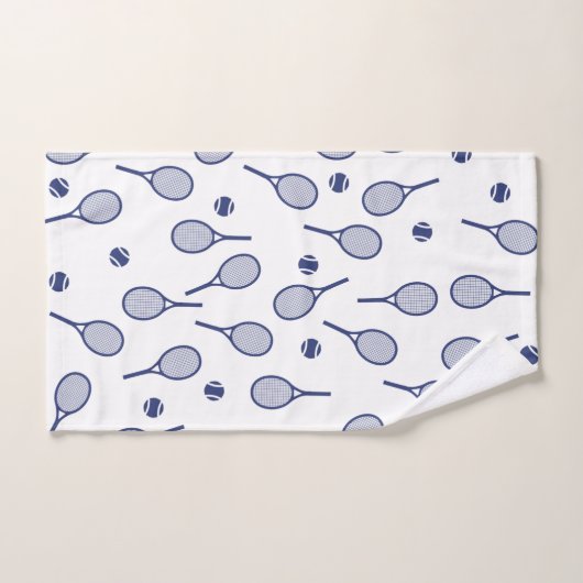 Cool Blue Retro Racquets Pattern Tennis Player Bad Handdoek (Handdoek)