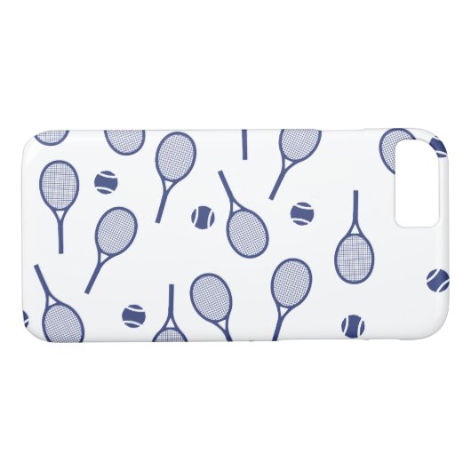 Cool Blue Retro Racquets Pattern Tennis Player Case-Mate iPhone Case (Achterkant (Horizontaal))