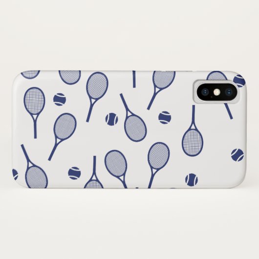 Cool Blue Retro Racquets Pattern Tennis Player Case-Mate iPhone Case (Achterkant (horizontaal))