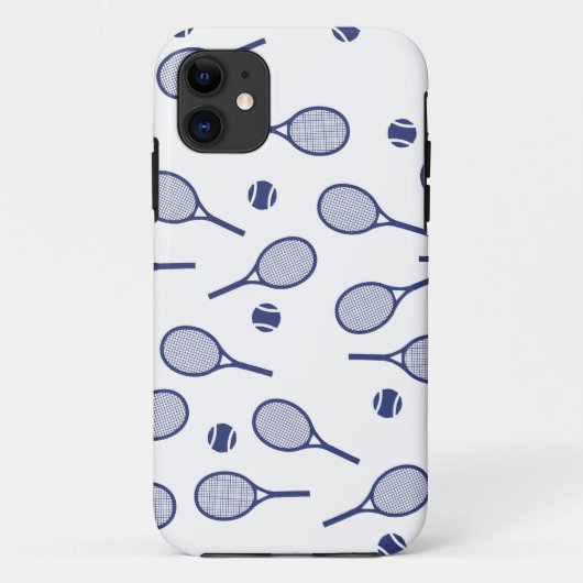 Cool Blue Retro Racquets Pattern Tennis Player Case-Mate iPhone Case (Achterkant)