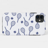 Cool Blue Retro Racquets Pattern Tennis Player Case-Mate iPhone Case (Achterkant (horizontaal))