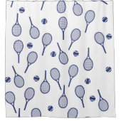 Cool Blue Retro Racquets Pattern Tennis Player Douchegordijn (Voorkant)