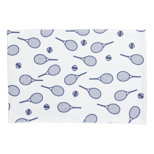 Cool Blue Retro Racquets Pattern Tennis Player Kussensloop (Voorkant)