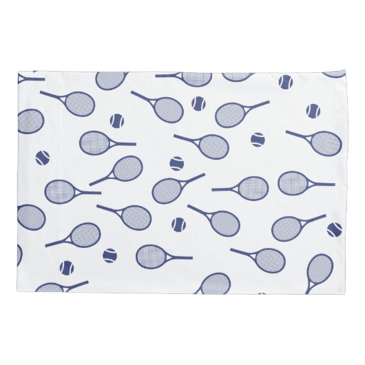 Cool Blue Retro Racquets Pattern Tennis Player Kussensloop (Achterkant-Links)