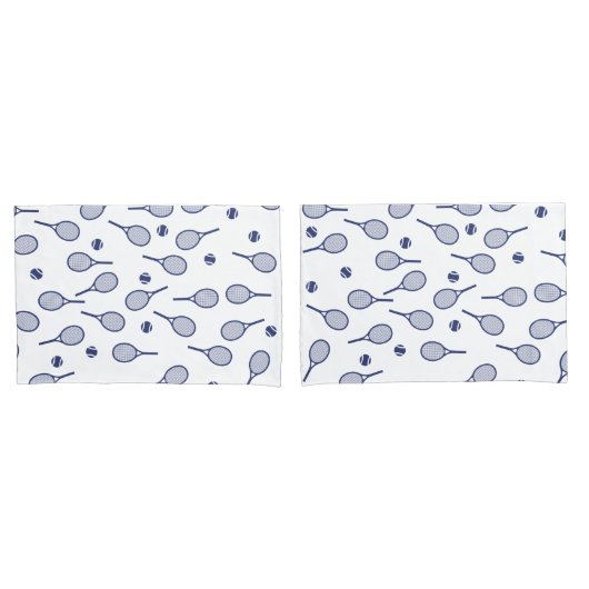 Cool Blue Retro Racquets Pattern Tennis Player Kussensloop (Voorkant-Set)