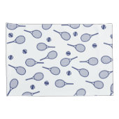Cool Blue Retro Racquets Pattern Tennis Player Kussensloop (Achterkant-Rechts)