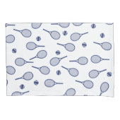 Cool Blue Retro Racquets Pattern Tennis Player Kussensloop (Voorkant-Links)