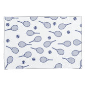 Cool Blue Retro Racquets Pattern Tennis Player Kussensloop (Voorkant-Rechts)