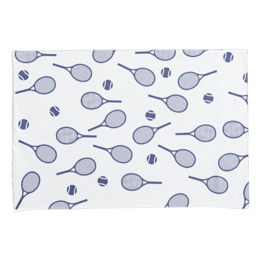Cool Blue Retro Racquets Pattern Tennis Player Kussensloop (Voorkant-Rechts)