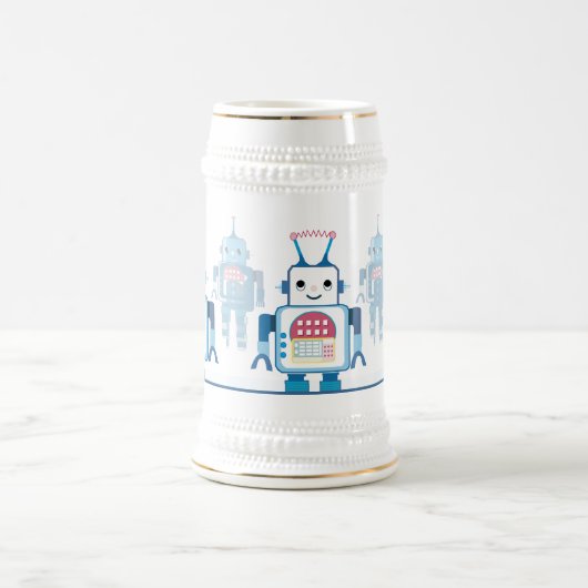 Cool Blue Robot Gifts Novelties Bierpul (Center)