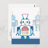 Cool Blue Robot Gifts Novelties Briefkaart (Voorkant / Achterkant)