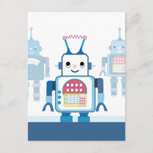Cool Blue Robot Gifts Novelties Briefkaart