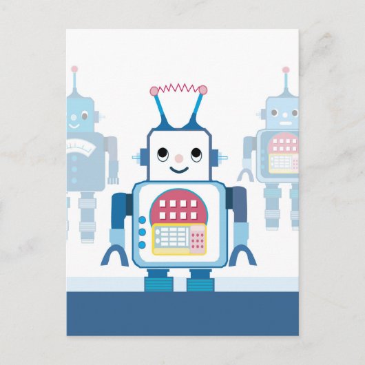 Cool Blue Robot Gifts Novelties Briefkaart (Voorkant)