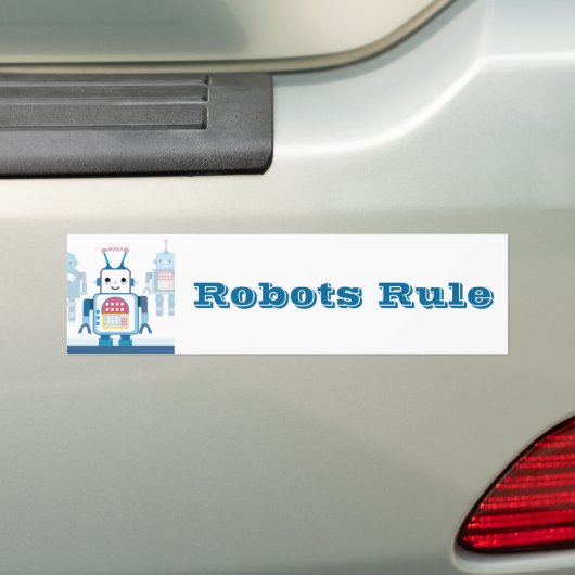 Cool Blue Robot Gifts Novelties Bumpersticker (Op auto)