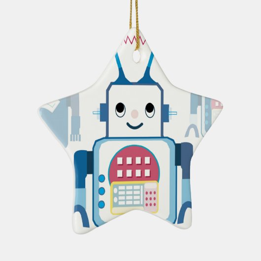 Cool Blue Robot Gifts Novelties Keramisch Ornament (Rechts)