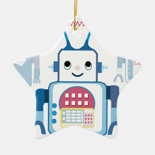 Cool Blue Robot Gifts Novelties Keramisch Ornament (Voorkant)