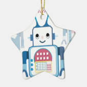 Cool Blue Robot Gifts Novelties Keramisch Ornament (Links)