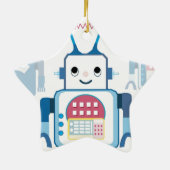 Cool Blue Robot Gifts Novelties Keramisch Ornament (Achterkant)