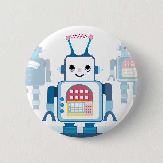 Cool Blue Robot Gifts Novelties Ronde Button 5,7 Cm (Voorkant)