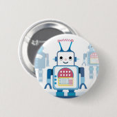 Cool Blue Robot Gifts Novelties Ronde Button 5,7 Cm (Voorkant /achterkant)