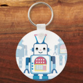 Cool Blue Robot Gifts Novelties Sleutelhanger (Voorkant)
