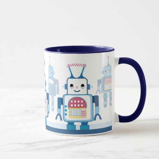 Cool Blue Robots Robotic Coffee Mugs Mok (Rechts)