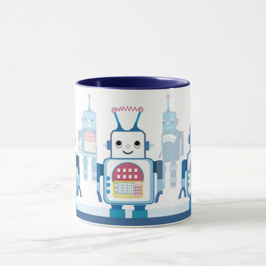 Cool Blue Robots Robotic Coffee Mugs Mok (Midden)