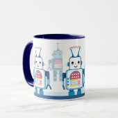Cool Blue Robots Robotic Coffee Mugs Mok (Voorkant links)