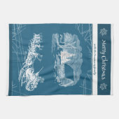 Cool Blue Santa Claus Winter Decor Theedoek (Horizontaal)