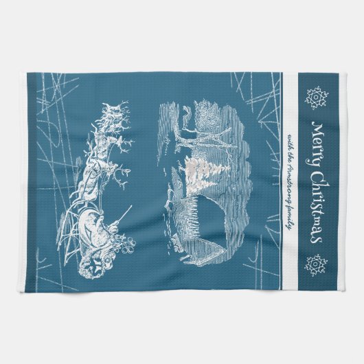 Cool Blue Santa Claus Winter Decor Theedoek (Horizontaal)