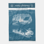 Cool Blue Santa Claus Winter Decor Theedoek (Verticaal)