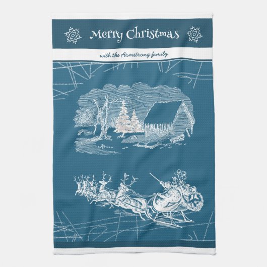 Cool Blue Santa Claus Winter Decor Theedoek (Verticaal)
