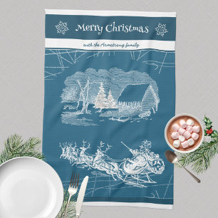 Cool Blue Santa Claus Winter Decor Theedoek