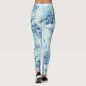Cool Blue Serenity met op de oceaan geïnspireerd p Leggings (Achterkant)