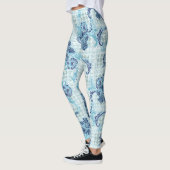 Cool Blue Serenity met op de oceaan geïnspireerd p Leggings (Links)
