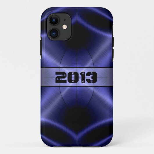 Cool Blue Shiny Stainless Steel Metal Case-Mate iPhone Case (Achterkant)