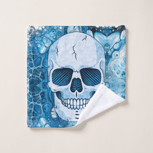 Cool Blue Skull Bad Handdoek (Wasdoekje)