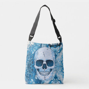 Cool Blue Skull Crossbody Tas