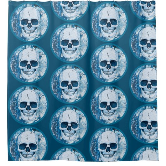 Cool Blue Skull Douchegordijn (Voorkant)